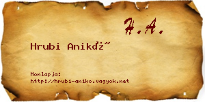 Hrubi Anikó névjegykártya